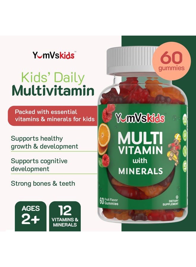 MediNatura YumVs Kids Multivitamin Gummies - Fruit Flavored Chewable Children's Multivitamin - Kids Vitamins Multivitamin Gummy with 12 Minerals & Vitamins A C D3 E B6 B12 - Kosher Halal Gluten Free (60 Count)  - Image 3
