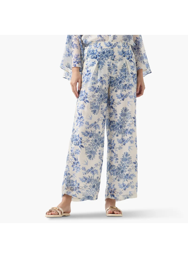 Iconic Iconic All-Over Floral Print Wide Leg Pants