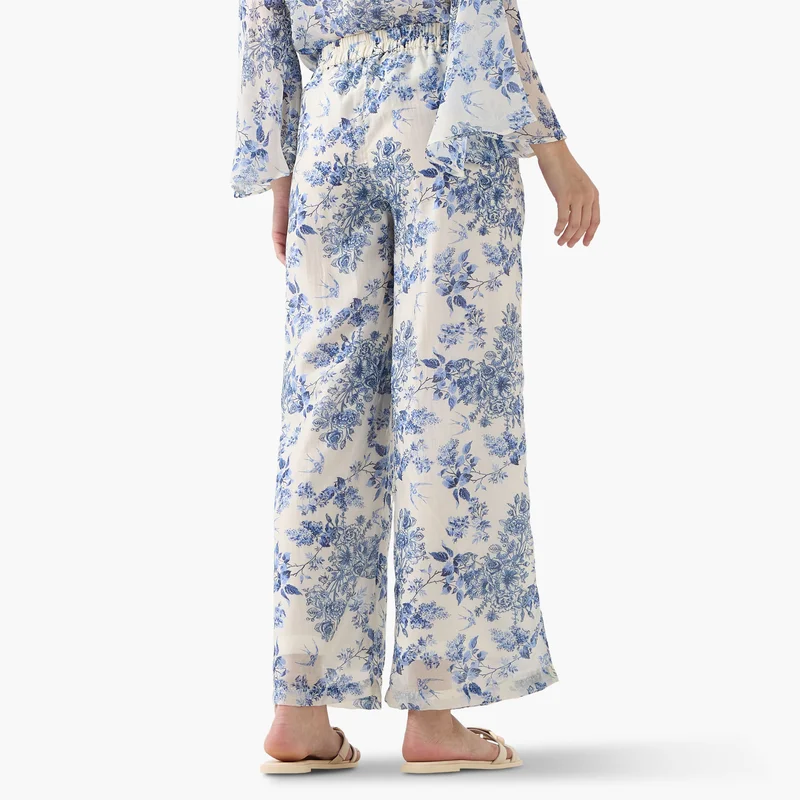 Iconic Iconic All-Over Floral Print Wide Leg Pants