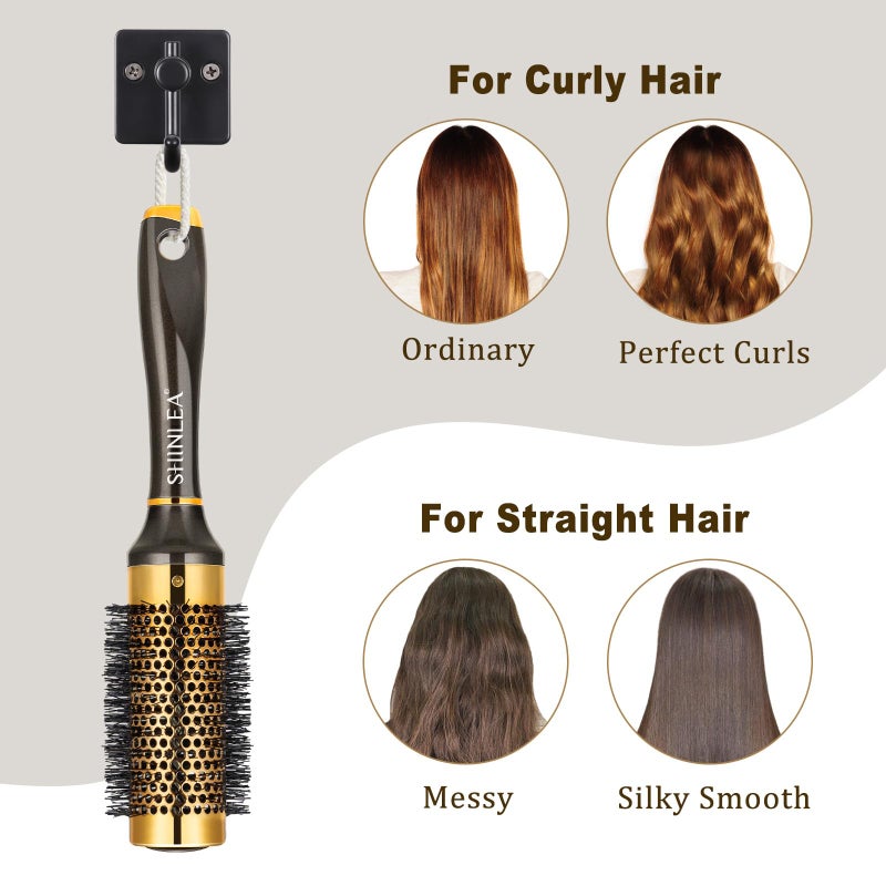 SHINLEA Small Round Hair Brush for Short Hair, Aluminum Roller Brush for Blow Drying, Salon Hairbrushes for Women Curly and Straight Hair - 1.3 Inch Barrel, 1.9 Inch with Bristles - Image 5