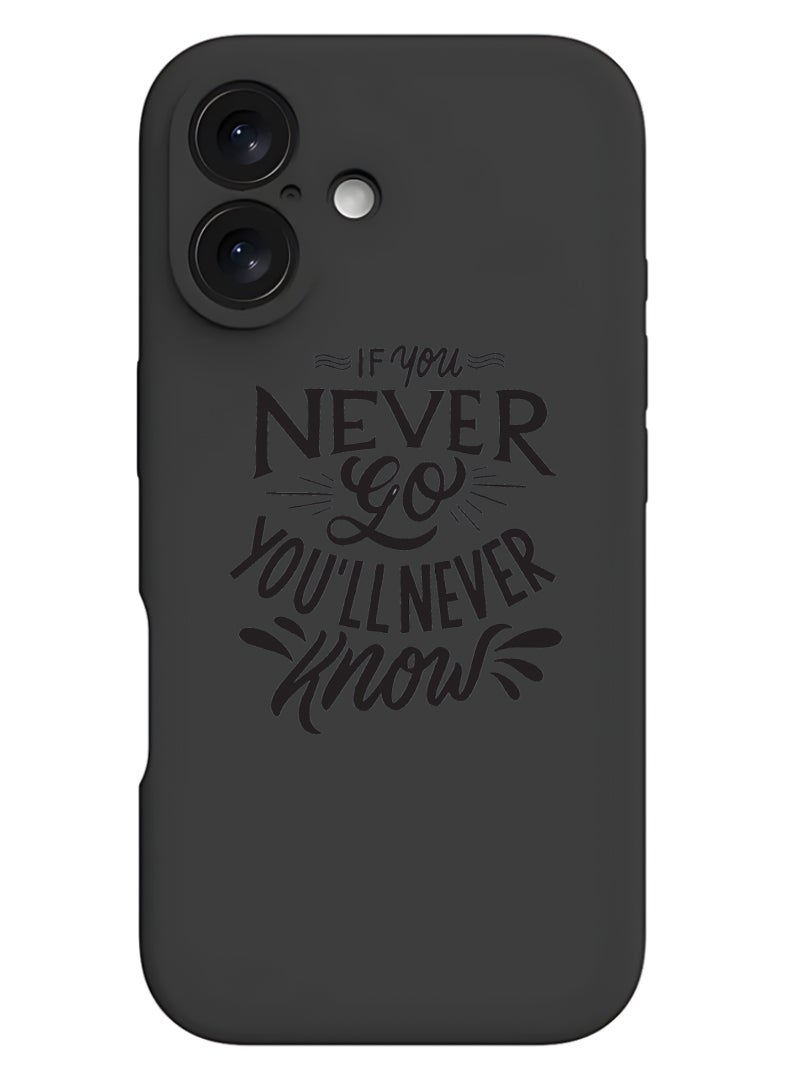 Theodor iPhone 16 Black Protective Slim Fit Case Liquid Silicone Cover with Full Body Protection Anti-Scratch Shockproof Case For iPhone - if you never  - Image 1