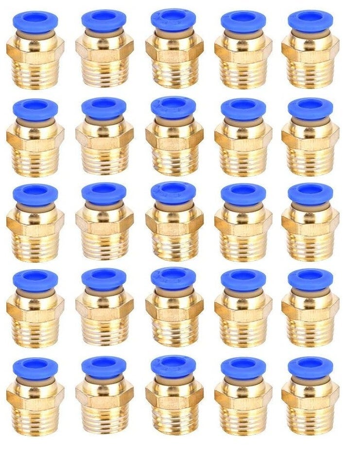 KASTWAVE 25pcs G1/4 pc6-02 Pneumatic Push Quick Male Connector Air Quick Fittings Adapter for Quick Connection for Pipe and Pneumatic Tools  - Image 1