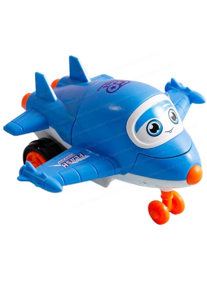 FunBlast Aeroplane Toys for Kids, Aeroplane to Robot Toy for Kids, Friction Power Toys - Pull Back Toy Vehicle for 3+ Year Old Boys, Return Gifts for Kids, Toys for Kids - Made in India (Blue) - Image 1
