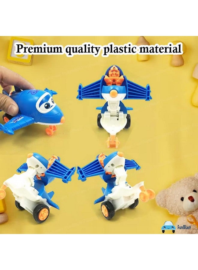 FunBlast Aeroplane Toys for Kids, Aeroplane to Robot Toy for Kids, Friction Power Toys - Pull Back Toy Vehicle for 3+ Year Old Boys, Return Gifts for Kids, Toys for Kids - Made in India (Blue) - Image 4