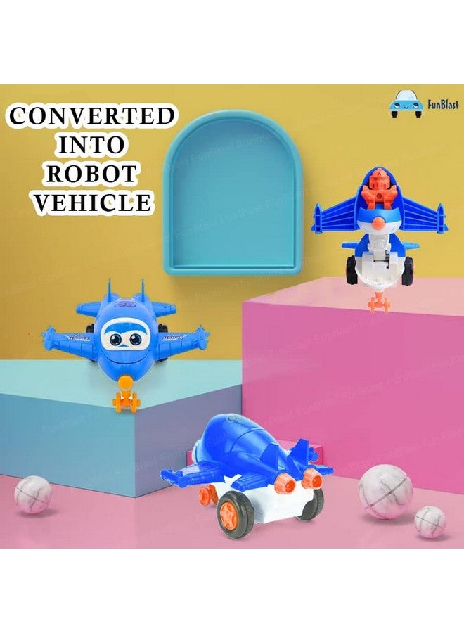 FunBlast Aeroplane Toys for Kids, Aeroplane to Robot Toy for Kids, Friction Power Toys - Pull Back Toy Vehicle for 3+ Year Old Boys, Return Gifts for Kids, Toys for Kids - Made in India (Blue) - Image 5