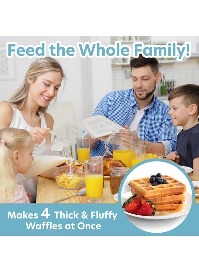 CucinaPro Four Square Extra Large Belgian Waffle Maker- Non-stick Fami - Image 4