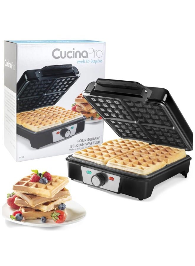 CucinaPro Four Square Extra Large Belgian Waffle Maker- Non-stick Fami - Image 1