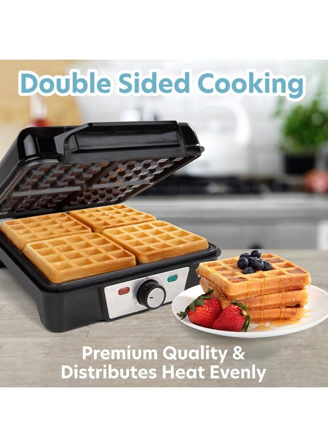 CucinaPro Four Square Extra Large Belgian Waffle Maker- Non-stick Fami - Image 3
