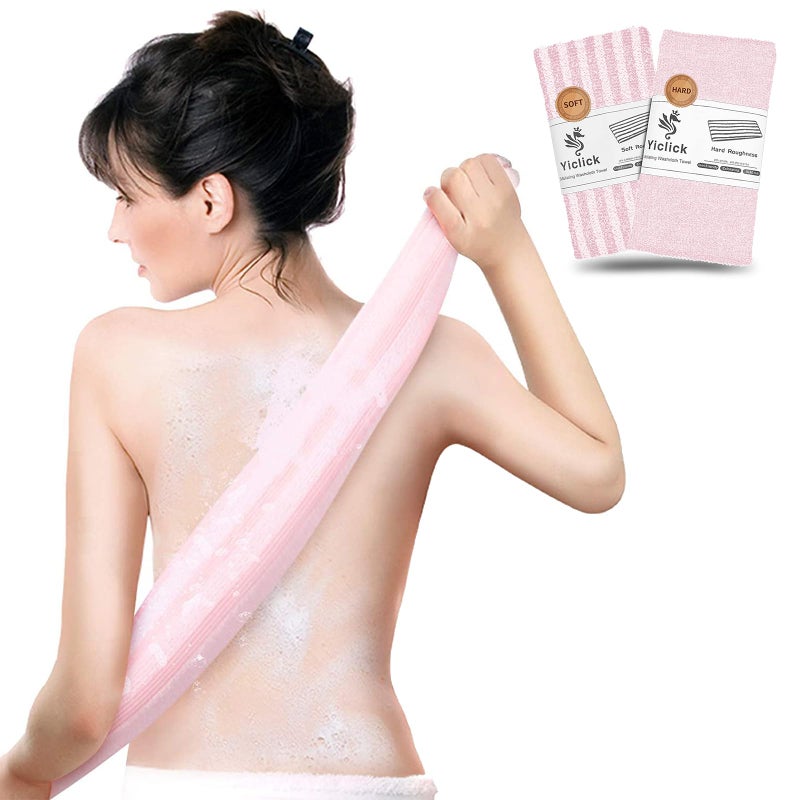 Yiclick Exfoliating Washcloth Towel - Exfoliating Body Scrubber, Loofah Wash Sponge - Korean & Japanse & African Washcloth - Soft + Rough Exfoliating Back Scrubber - for Senstive and Rough Skin - Image 1