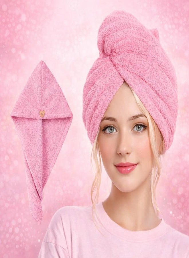 LUXARA Hair Towel Wrap for Women-Quick Drying Microfiber Towel for Hair with Elastic Loop for Tying-Super Absorbent Head Towels Wrap for Ladies Hair Turban (Pack of 1-Pink) - Image 1