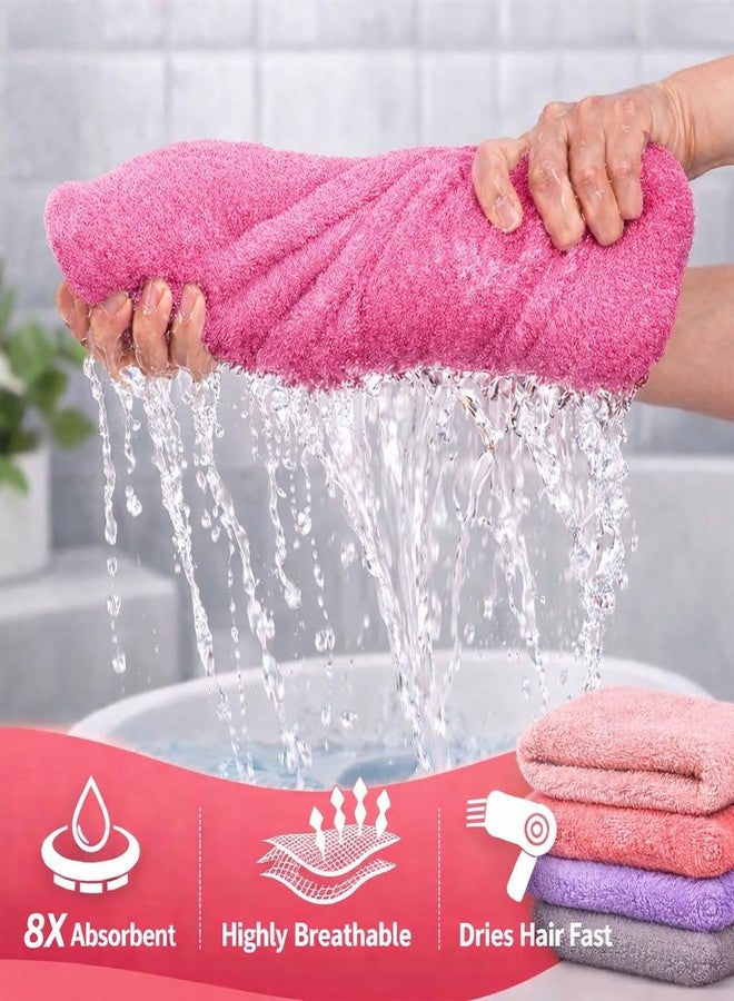 LUXARA Hair Towel Wrap for Women-Quick Drying Microfiber Towel for Hair with Elastic Loop for Tying-Super Absorbent Head Towels Wrap for Ladies Hair Turban (Pack of 1-Pink) - Image 5