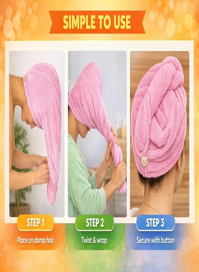LUXARA Hair Towel Wrap for Women-Quick Drying Microfiber Towel for Hair with Elastic Loop for Tying-Super Absorbent Head Towels Wrap for Ladies Hair Turban (Pack of 1-Pink) - Image 3