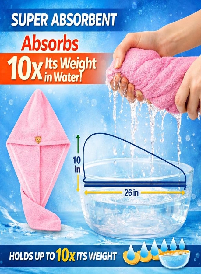 LUXARA Hair Towel Wrap for Women-Quick Drying Microfiber Towel for Hair with Elastic Loop for Tying-Super Absorbent Head Towels Wrap for Ladies Hair Turban (Pack of 1-Pink) - Image 2