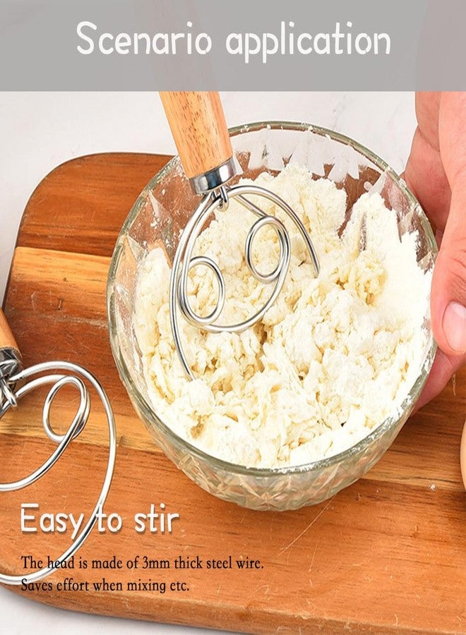 LIUHUIZEYU Danish Dough Whisk,LIUHUIZEYU Oak Handle Stainless Steel Coil Egg Beater Danish Dough Mixing Stick for Bread Cake Making(13 Inch) - Image 4