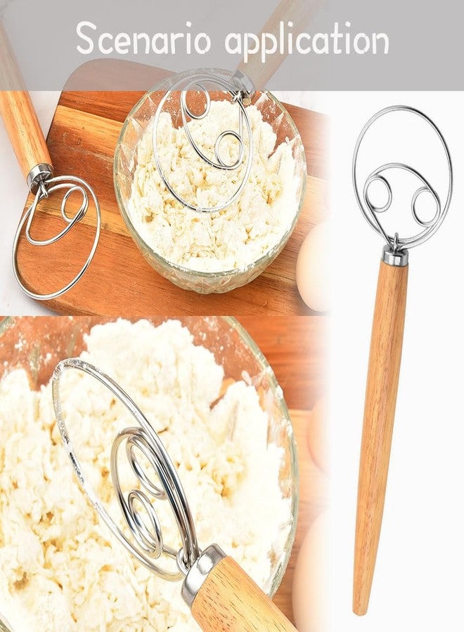 LIUHUIZEYU Danish Dough Whisk,LIUHUIZEYU Oak Handle Stainless Steel Coil Egg Beater Danish Dough Mixing Stick for Bread Cake Making(13 Inch) - Image 5