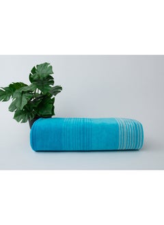 Towel Zooni 500 Gsm 100% Cotton-Pile To Pile Velor Stripe1 Bath  70X140 CmSoft Touch Extra Absorbent-Blue