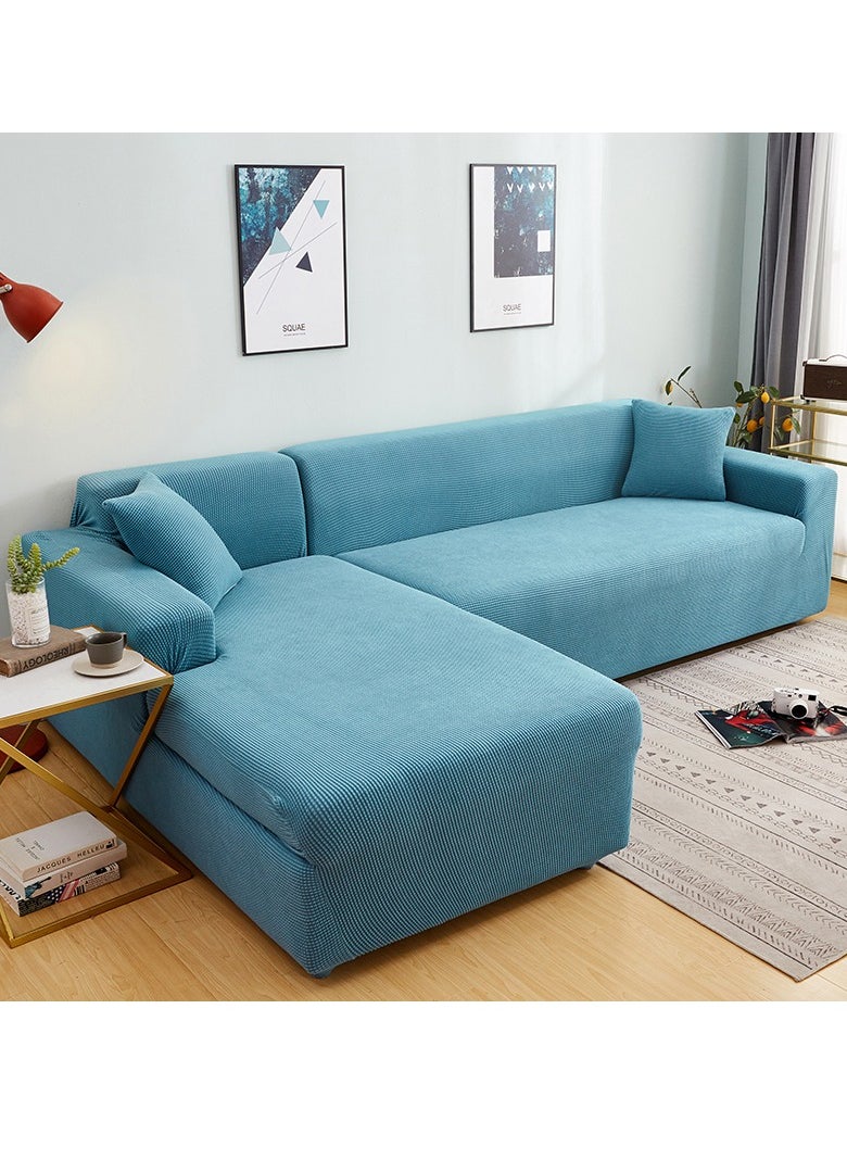 DUNISO Couch Slipcover L Shape Sofa Cover, Composed of a two-seat sofa cover and a three-seat sofa cover,High weight fully wrapped elastic sofa cover with Corn silk fabric,Sofa protective cover, anti slip cover, furniture protector,for L-shaped sofa which five people to sit on  - Image 3