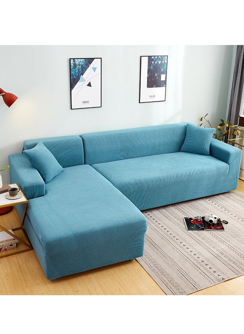 DUNISO Couch Slipcover L Shape Sofa Cover, Composed of a two-seat sofa cover and a three-seat sofa cover,High weight fully wrapped elastic sofa cover with Corn silk fabric,Sofa protective cover, anti slip cover, furniture protector,for L-shaped sofa which five people to sit on  - Image 4