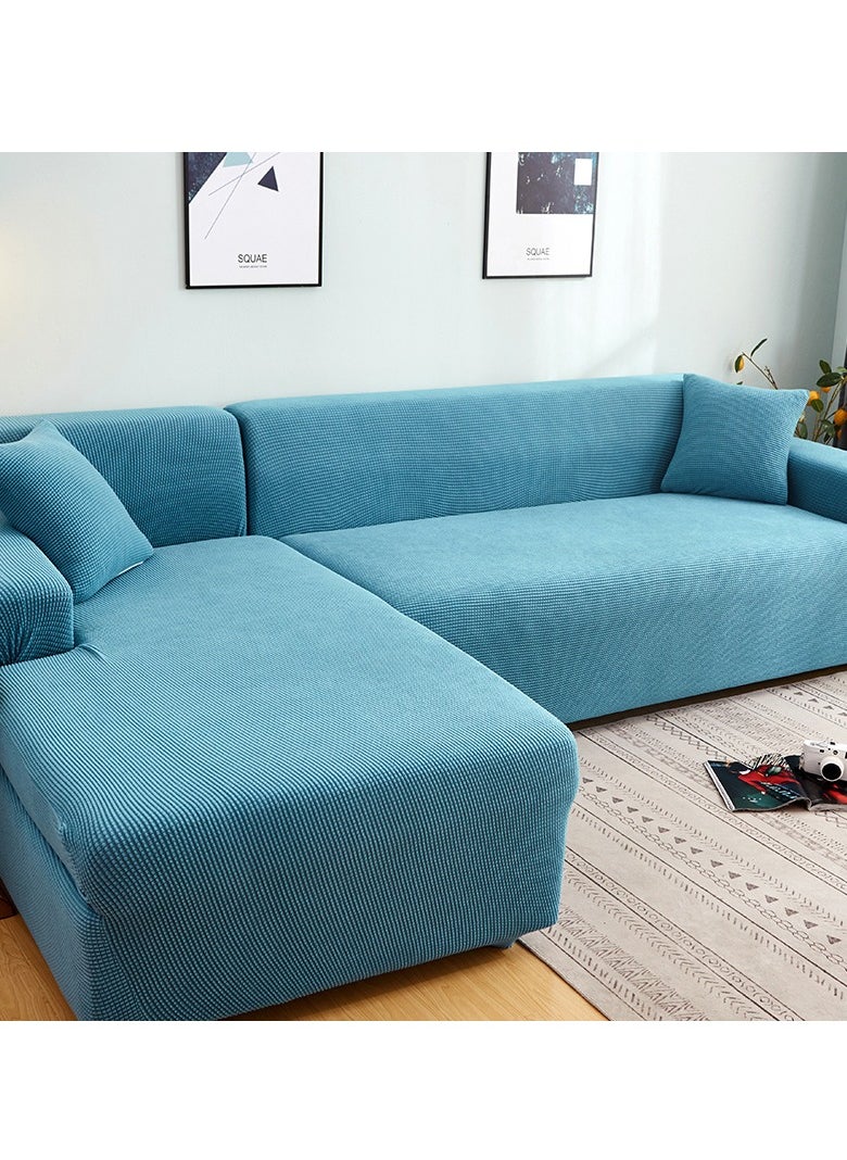 DUNISO Couch Slipcover L Shape Sofa Cover, Composed of a two-seat sofa cover and a three-seat sofa cover,High weight fully wrapped elastic sofa cover with Corn silk fabric,Sofa protective cover, anti slip cover, furniture protector,for L-shaped sofa which five people to sit on  - Image 5