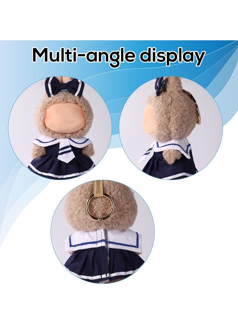 Clothes for Labubu(NO Doll) , Handcrafted Crochet 3 Piece Set for 17cm Doll, Premium Outfit with Accessories for Labubu, Stylish Clothes for Labubu Doll(blue) - Image 5