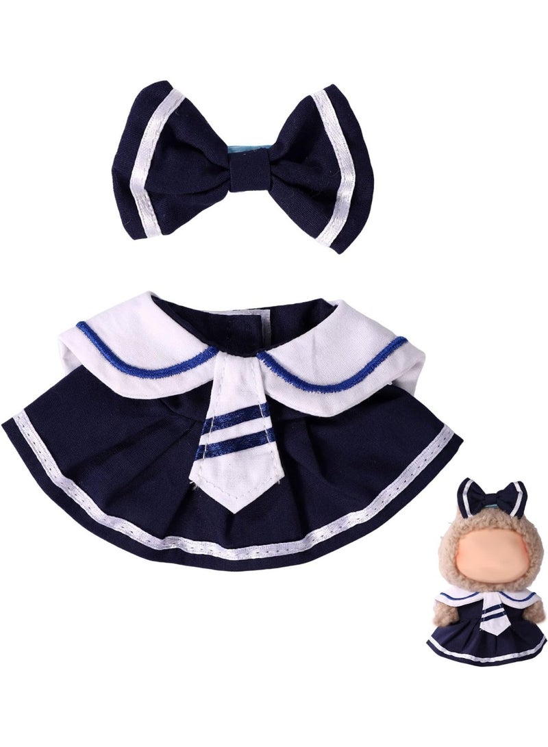 Clothes for Labubu(NO Doll) , Handcrafted Crochet 3 Piece Set for 17cm Doll, Premium Outfit with Accessories for Labubu, Stylish Clothes for Labubu Doll(blue) - Image 1