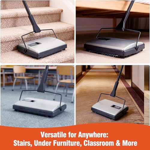 CLEANHOME Carpet Sweeper Manual Cordless - Non-Electric Push Sweeper for Pet Hair & Debris on Carpets & Rugs, Includes Cleaning Tool & Extra Replacement Roller - Image 5