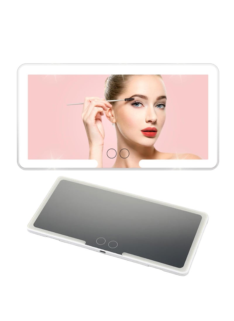 Adando Adando Car Visor LED Vanity Mirror -  مرآة زينة للسيارة بإضاءة -Rechargeable Car Makeup Mirror with LED Lights & 3 Light Modes Makeup Mirror for Truck SUV Rear View Dimmable Touch Screen A Car Gift for Women/girls  - Image 1