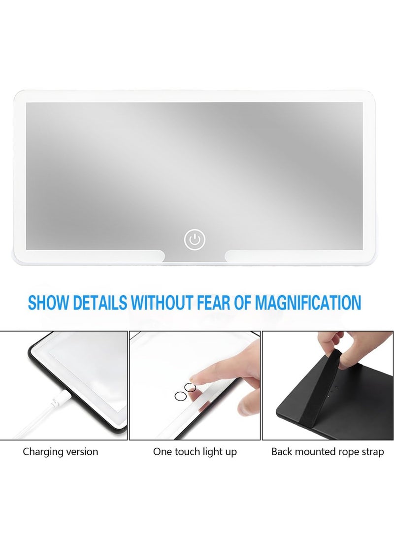 Adando Adando Car Visor LED Vanity Mirror -  مرآة زينة للسيارة بإضاءة -Rechargeable Car Makeup Mirror with LED Lights & 3 Light Modes Makeup Mirror for Truck SUV Rear View Dimmable Touch Screen A Car Gift for Women/girls  - Image 3