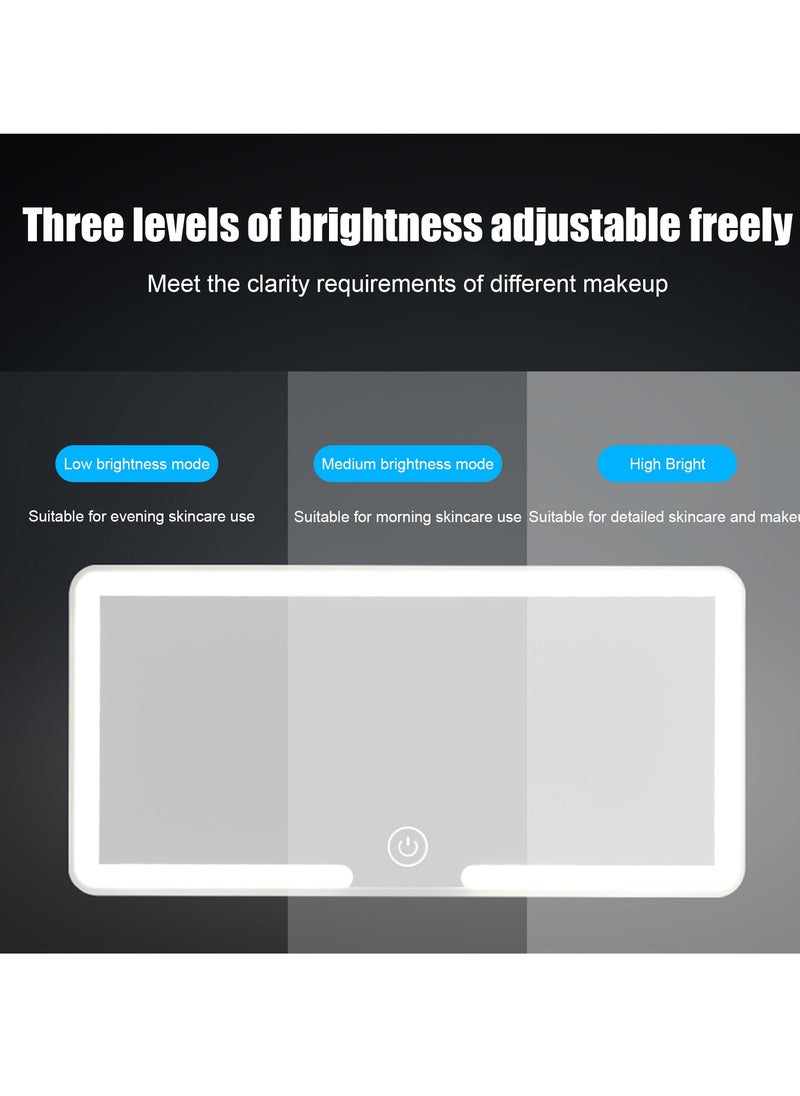 Adando Adando Car Visor LED Vanity Mirror -  مرآة زينة للسيارة بإضاءة -Rechargeable Car Makeup Mirror with LED Lights & 3 Light Modes Makeup Mirror for Truck SUV Rear View Dimmable Touch Screen A Car Gift for Women/girls  - Image 4