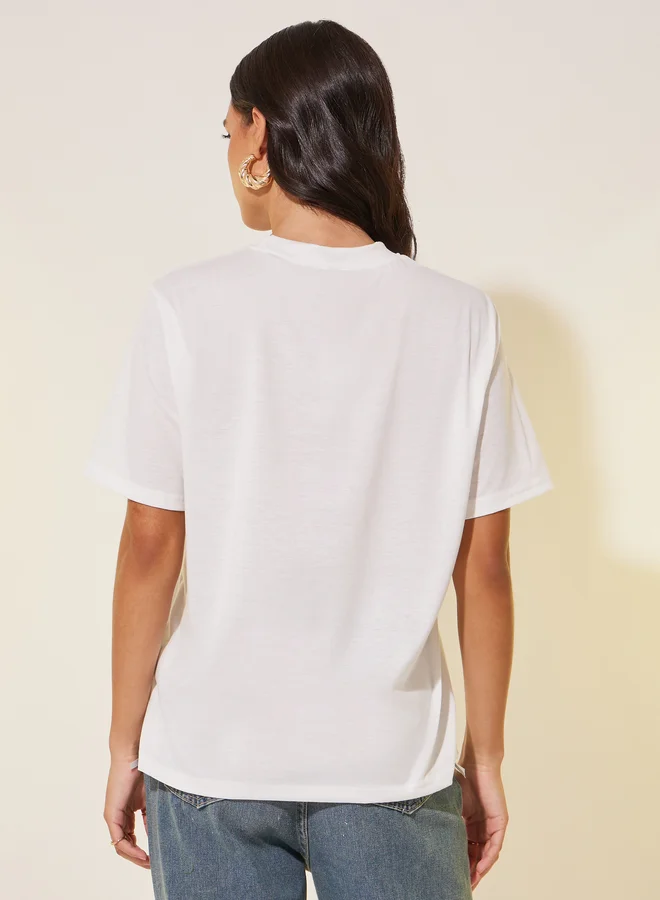 Take Two Embroidered Round Neck T-Shirt