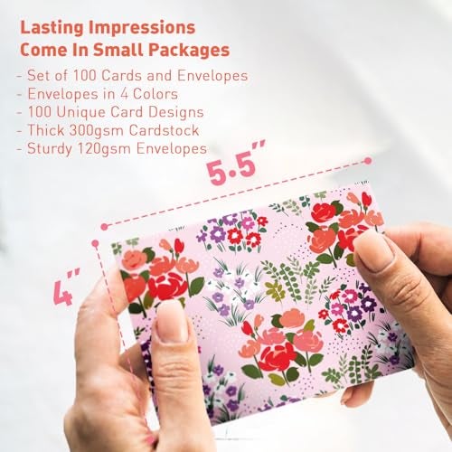 Sweetzer & Orange S&O Blank Cards for All Occasions in One Box Set - Blank Notecards for Handwritten Messages - All Occasion Notes Assortment Box with covers - 100 Vibrant Notecards and Envelopes Pack - Image 5