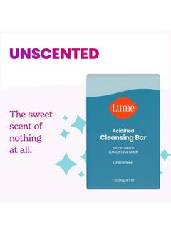 Lume Lume Acidified Body Cleansing Bar - 24 Hour Odor Control - Removes Odor Better than Soap - Moisturizing Formula - Formulated Without SLS or Parabens - OB/GYN Developed - 5 ounce (Unscented)  - Image 2