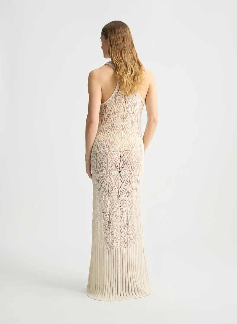 ليو جو Crochet knit dress