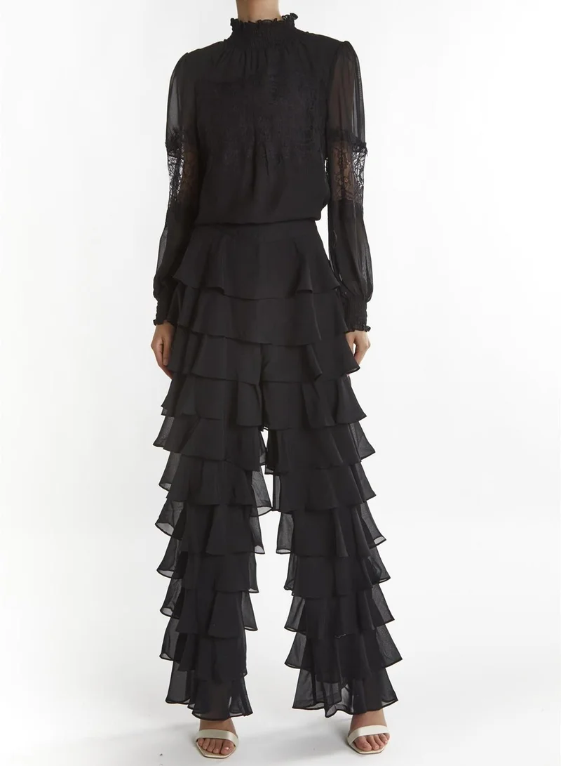 ترو ديكادينس Lauren Black Tiered Ruffle Trousers