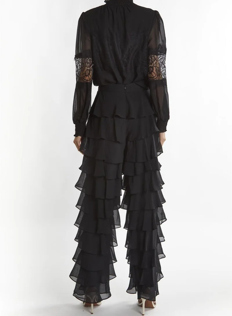ترو ديكادينس Lauren Black Tiered Ruffle Trousers