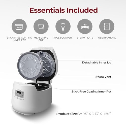 Cuckoo طباخ الأرز CUCKOO Micom سعة 6 أكواب غير مطبوخة / 12 كوب مطبوخ، طباخ أرز كوري بتقنية المنطق الضبابي مع صينية بخار، جهاز طهي وتدفئة متعدد الاستخدامات مع وعاء داخلي غير لاصق، صانع أرز، أبيض (CR-0641F) - Image 2