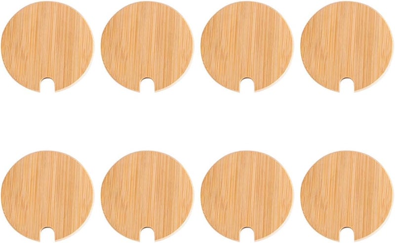 8pcs Jar Lids for Glass Bottles, 72mm Inner Diameter, Airtight Sealing Covers, Reusable Mason Jar Wood Lids for Kitchen Storage and Food Preservation - Image 1