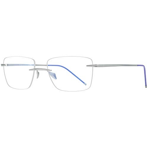 FONEX Titanium Glasses Frame Men,Rimless Square Eyeglasses Frameless Myopia Optical Eyewear 8557 (Silver) - Image 5