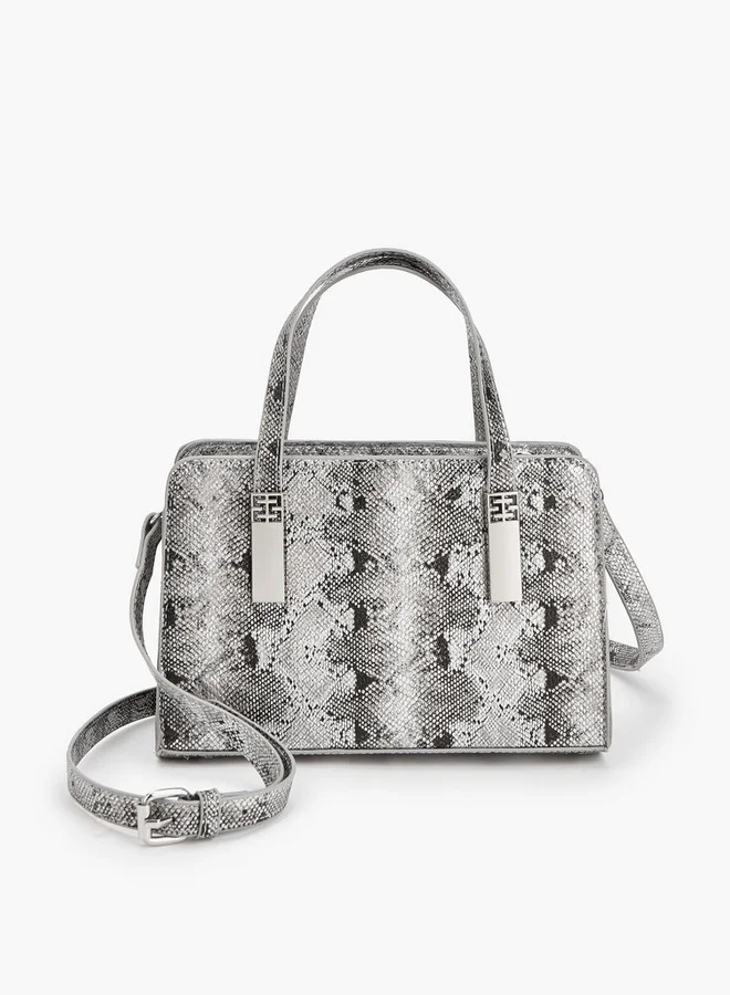 Flora Bella By Shoexpress Animal Print Tote Bag with Detachable Strap and Zip Closure