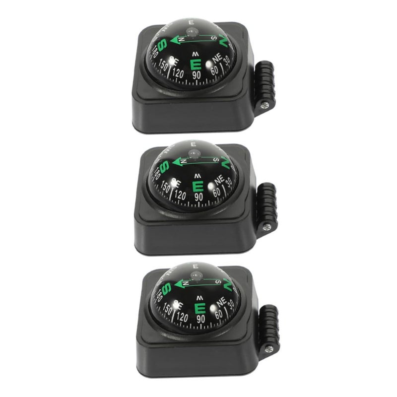 3Pcs Black Adjustable Car Dashboard Compass Ball For Boat And Motorcycle Navigation - Image 1
