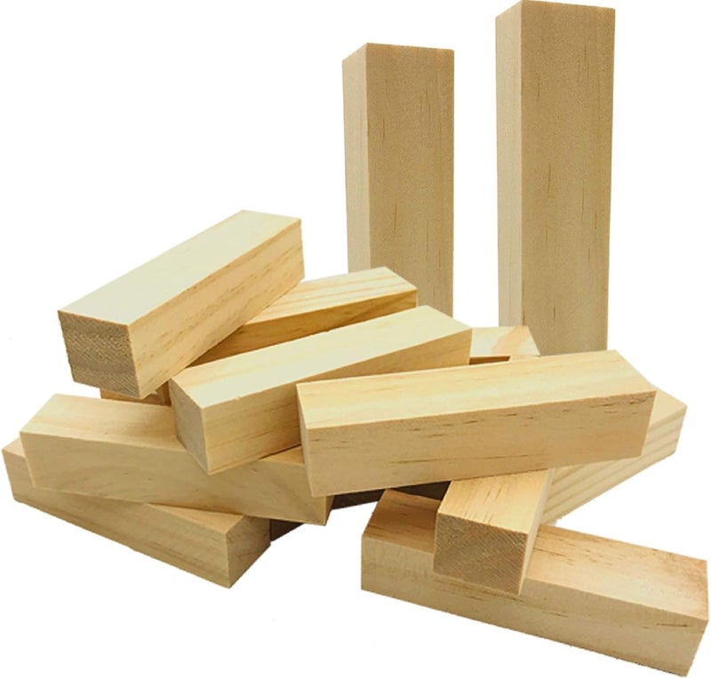 Fycooler Basswood Whittlers Carving Blocks,Wood Carving/Whittling Kit,Unfinished Wood Blocks for Wood Carving, DIY Carving Wood for Wood Carving Hobby Whittler Art Sculpturing Craft 14Pcs 10x2.5x2.5cm - Image 1