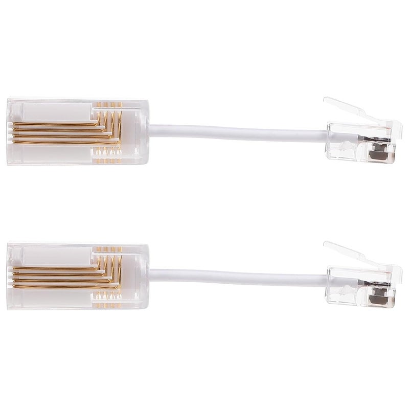 Levemolo 2pcs Telephone Cord Detanglers Rj9 Cord Swivel Adapters for Landline Phones, White Rotating Anti-Tangle Telephone Cable Accessories for Office and Home Use - Image 1