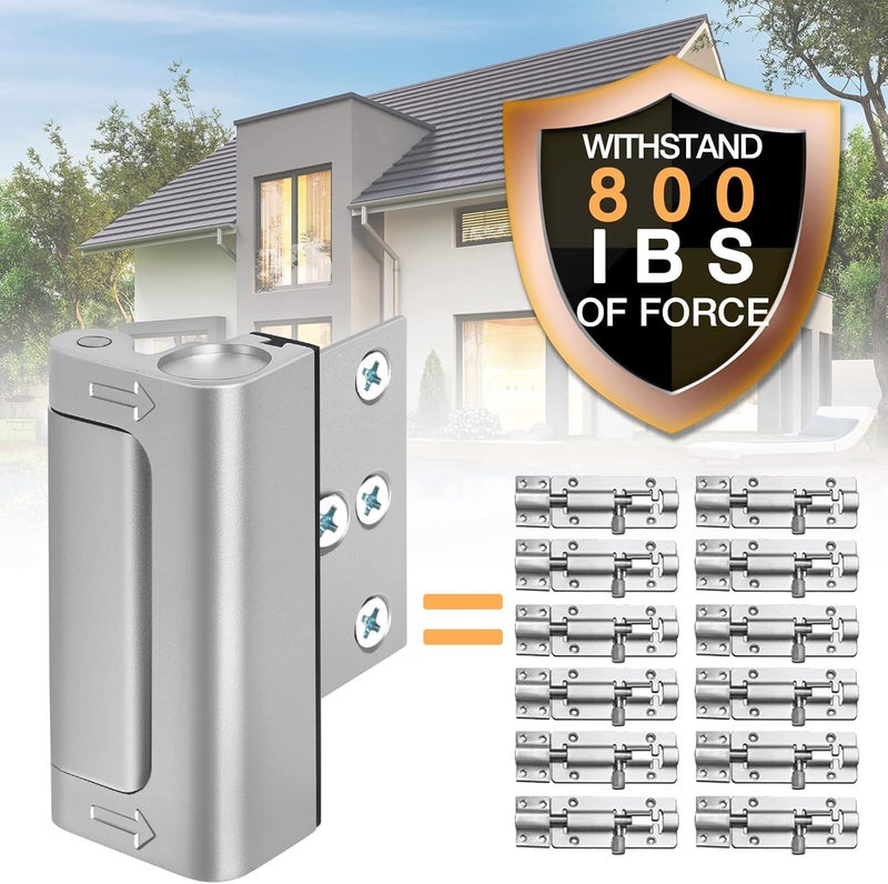 WINONLY Home Security Door Lock 3 Pack Metal Door Reinforcement Lock for Kids Safety Top Front Door Child Proof Safety Lock Defend High Security Door Locks Latch Withstand 800lbs for Inside Swing Door Chain - Image 2