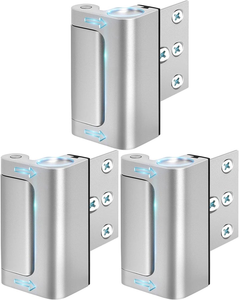 WINONLY Home Security Door Lock 3 Pack Metal Door Reinforcement Lock for Kids Safety Top Front Door Child Proof Safety Lock Defend High Security Door Locks Latch Withstand 800lbs for Inside Swing Door Chain - Image 1