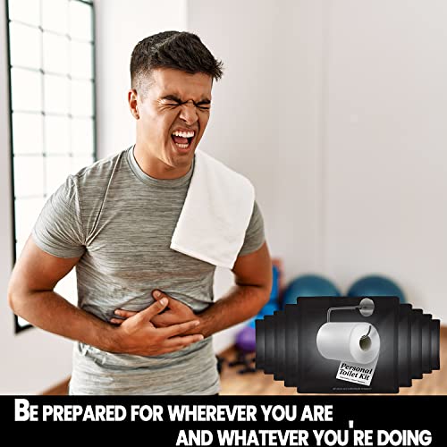 pH Advantage Personal Toilet Kit To Go – 10 Pack | Disposable Public Restroom Kit | Individually Wrapped for Toilet Protection Kit | Toilet Paper, Toilet Seat Cover, Butt Wipes, Cleansing Wipes (Black Toilet) - Image 4