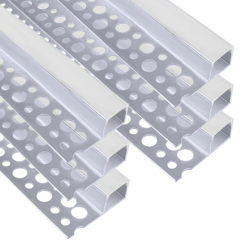 inShareplus Plaster-in LED Channel, 3.3ft/1M 6Pack LED Aluminium Channel with Milky Diffuser, Trimless Recessed Single-Sided Aluminum Profile LED Strip Diffuser for Under Cabinet and Corners of Wall - Image 1