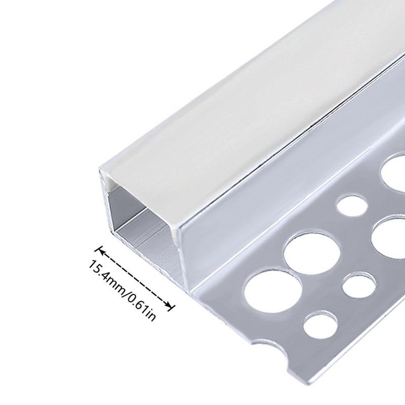 inShareplus Plaster-in LED Channel, 3.3ft/1M 6Pack LED Aluminium Channel with Milky Diffuser, Trimless Recessed Single-Sided Aluminum Profile LED Strip Diffuser for Under Cabinet and Corners of Wall - Image 5
