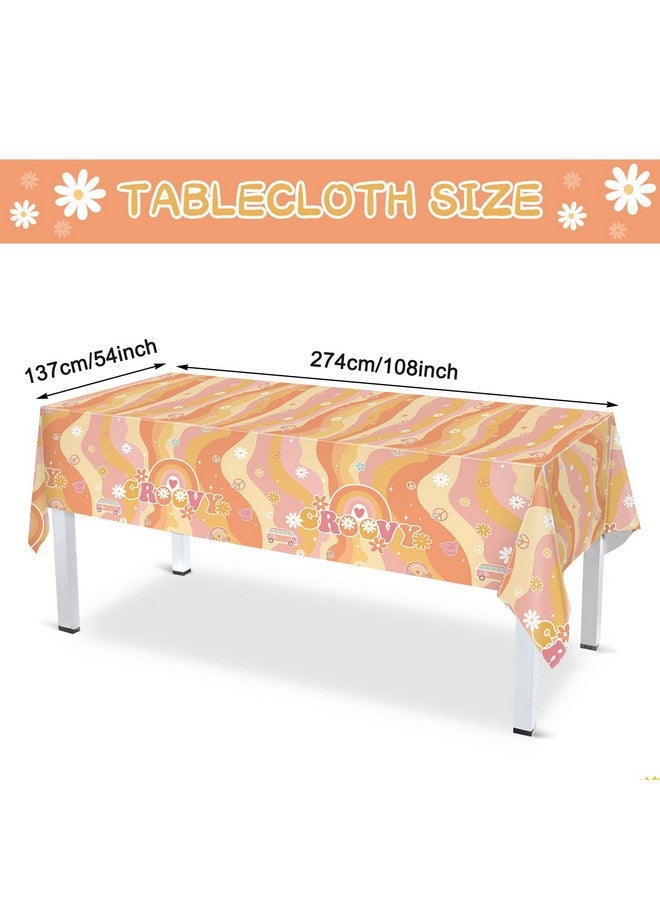 Geyee 173 Pcs Groovy Party Supplies Serves 24, Include Boho Hippie Tablecloth Groovy Birthday Banner Hippie Daisy Paper Plates Napkins Tableware Set for Retro Boho Rainbow Birthday Party Decorations - Image 3