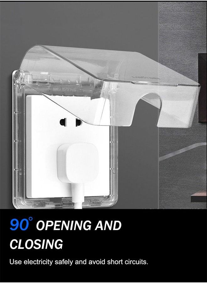 HomarKet - Plastic Wall Switch Waterproof Clear Cover Box Heighten Universal Plug Socket Cover Wall Light Panel Socket Doorbell Flip Cap Cover - Image 1