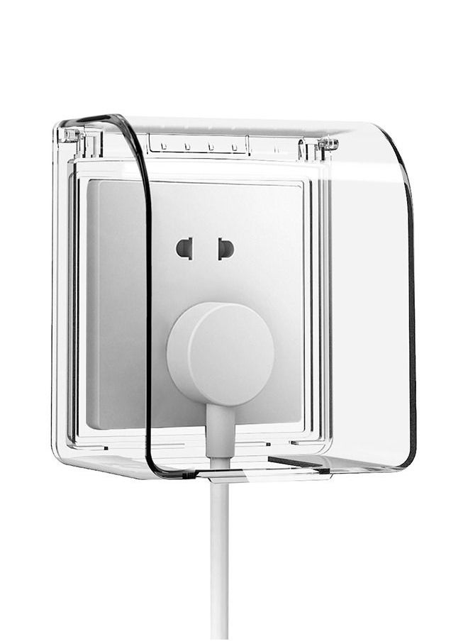 HomarKet - Plastic Wall Switch Waterproof Clear Cover Box Heighten Universal Plug Socket Cover Wall Light Panel Socket Doorbell Flip Cap Cover - Image 1